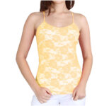 Women’s Spandex Nylon Seamless Camisole Lace Top – Yellow
