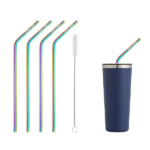 Stainless Steel Drinking Straw with Brush (4-Pack) – Straws – Curved Rainbow