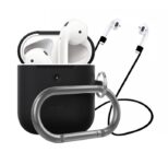 Premium Silicone Case Cover and Strap for AirPods 1 & 2 – Black