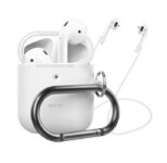 Premium Silicone Case Cover and Strap for AirPods 1 & 2 – White