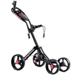 Folding 4-Wheel Golf Bag Cart with Umbrella/Scorecard Holder