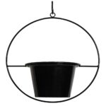 6-Inch Metal Hanging Pot Wall Planters – Black