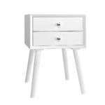 Mid-Century Modern 2-Drawer Wood Nightstand – White