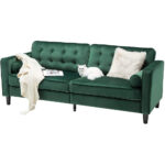 Saddle Brown or Green Velvet 84.2-Inch Mid-Century Sofa – Green