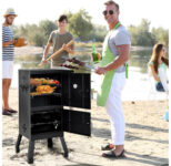 Vertical Charcoal BBQ Smoker with Removable Roasting Racks