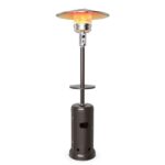 48,000BTU 87″ Propane Patio Heater with Table and Wheels – Bronze