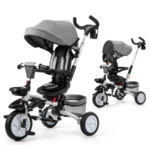 6-in-1 Kids’ Baby Stroller Tricycle – Gray
