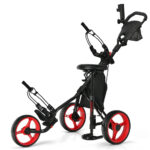 Folding 3-Wheel Golf Cart with Seat – Red
