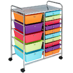 Rolling 15-Drawer Storage Cart – Deep Multicolor
