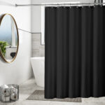 Mildew-Resistant Vinyl Shower Curtain Liner with Metal Grommets & Magnets (2-Pack) – Black
