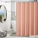 Mildew-Resistant Vinyl Shower Curtain Liner with Metal Grommets & Magnets (2-Pack) – Peach
