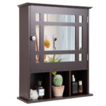 Wall-Mounted Bathroom Storage Medicine Cabinet with Mirrors – Coffee