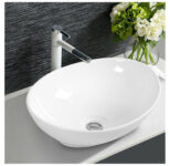 White Ceramic Oval Bathroom Sink