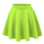 Women’s Basic Stretchy Flared Casual Mini Skater Skirt – X-Small – Neon Lime