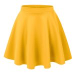 Women’s Basic Stretchy Flared Casual Mini Skater Skirt – Small – Yellow