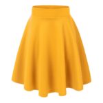 Women’s Versatile Stretchy Flared Casual Skater Skirt – X-Large – Yellow