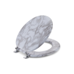 Round Toilet Seat with Easy Clean & Change Hinge – Gray