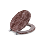 Round Toilet Seat with Easy Clean & Change Hinge – Burgundy
