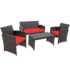 Rattan 4-Piece Curved Back Patio Furniture Set – Turquoise