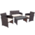 Rattan 4-Piece Curved Back Patio Furniture Set – White