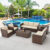 7-Person Rattan Patio Furniture Set with 2 Storage Boxes – Beige