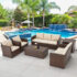 7-Person Rattan Patio Furniture Set with 2 Storage Boxes – Blue