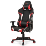 Reclining Gaming Chair with Massaging Lumbar Support – Red
