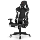 Reclining Gaming Chair with Massaging Lumbar Support – White