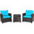 3-Piece Rattan Patio Furniture Set with Large Cushions – Turquoise