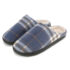 Men’s Plaid Slide-on House Slippers – X-Large (12) – Blue Plaid