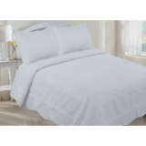 Embroidery Scalloped Edge Quilt Set – Twin – Grey