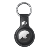 Silicone, Rhinestone, or Leather Case for Apple AirTag – Genuine Leather Airtag Case – Black