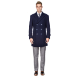Men’s Double- or Single-Breasted Peacoat Wool Blend Dress Jacket – Double-Breast – Navy – Medium