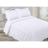 Embroidery Scalloped Edge Quilt Set – King – White