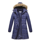 Haute Edition® Women’s Mid-Length Puffer Parka Coat with Faux Fur-Lined Hood – 2XL – Navy