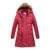 Haute Edition® Women’s Mid-Length Puffer Parka Coat with Faux Fur-Lined Hood – Large – Wine