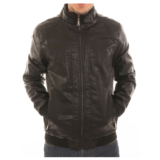 Men’s Bomber Fleece-Lined Faux Leather Jacket – Black 2 – S