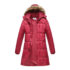 Haute Edition® Women’s Mid-Length Puffer Parka Coat with Faux Fur-Lined Hood – 3XL – Wine