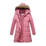 Haute Edition® Women’s Mid-Length Puffer Parka Coat with Faux Fur-Lined Hood – 1X – Dusty Rose