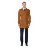 Men’s Double- or Single-Breasted Peacoat Wool Blend Dress Jacket – Double-Breast – Caramel – 2XL