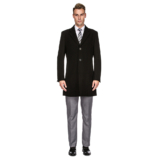 Men’s Double- or Single-Breasted Peacoat Wool Blend Dress Jacket – Single-Breast – Black – Small