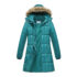 Haute Edition® Women’s Mid-Length Puffer Parka Coat with Faux Fur-Lined Hood – Large – Teal