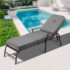 Adjustable Outdoor Patio Chaise Lounge Chair  – Beige