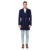 Men’s Double- or Single-Breasted Peacoat Wool Blend Dress Jacket – Single-Breast – Navy – 3XL