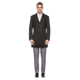 Men’s Double- or Single-Breasted Peacoat Wool Blend Dress Jacket – Single-Breast – Charcoal – Medium