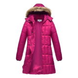 Haute Edition® Women’s Mid-Length Puffer Parka Coat with Faux Fur-Lined Hood – 2XL – Bright Purple