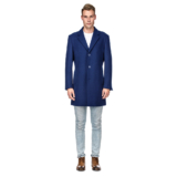 Men’s Double- or Single-Breasted Peacoat Wool Blend Dress Jacket – Single-Breast – Indigo – Small