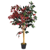 4 to 6-Foot Artificial Plants (4 Options) – 4-Foot Artificial Ficus – Red/Green