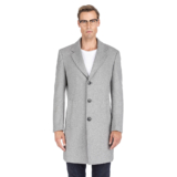 Men’s Double- or Single-Breasted Peacoat Wool Blend Dress Jacket – Single-Breast – Light Grey – 2XL