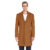 Men’s Double- or Single-Breasted Peacoat Wool Blend Dress Jacket – Single-Breast – Caramel – 3XL